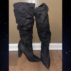 EXPRESS black size 10 pointed toe knee high faux suede women’s boots